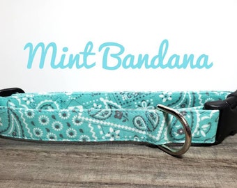 Mint Bandana Dog Collar - Puppy - Custom - Embroidered - Unique & Beautiful Personalized - Monogrammed