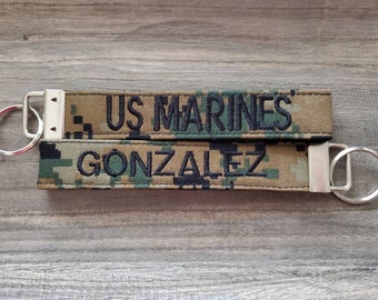 USMC Digital Camo/Marpat Keychain Personalized/Monogram Key Fob Military Gift
