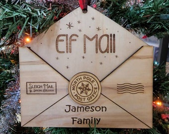 Personalized Elf Mail Communication Christmas List Ornament Wish List Gift Christmas Ornament