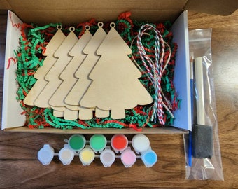 DIY Christmas Tree Ornament DIY Paint Kit - Paint Party Kit - Christmas Craft Kit - everything included - Not a finished product.