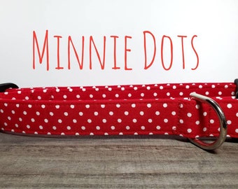 Red White Dots Dog Collar - Classic Holiday Valentine Dog Collar Puppy/Custom/Embroidered/Unique & Beautiful Monogrammed