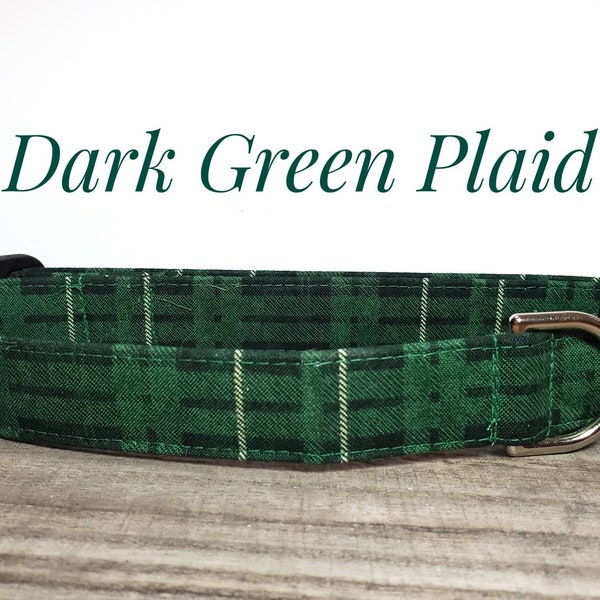 Christmas Dog Collar/Green Plaid/ Tartan/Personalized/Monogrammed/Embroidered/Holiday