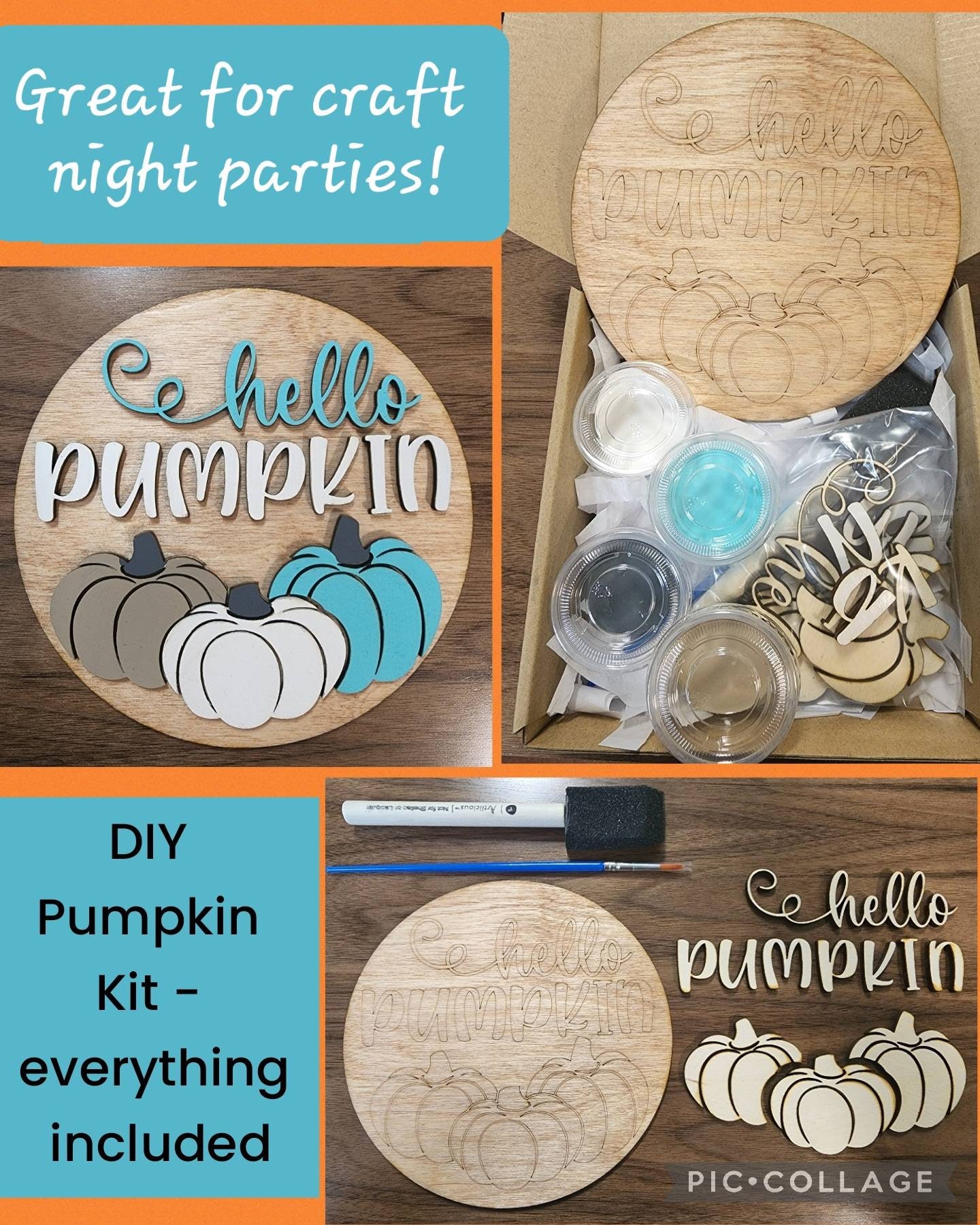 DIY Pumpkin Paint Kit - Paint Party Kit - Fall - Halloween - everything included - Not a finished product.