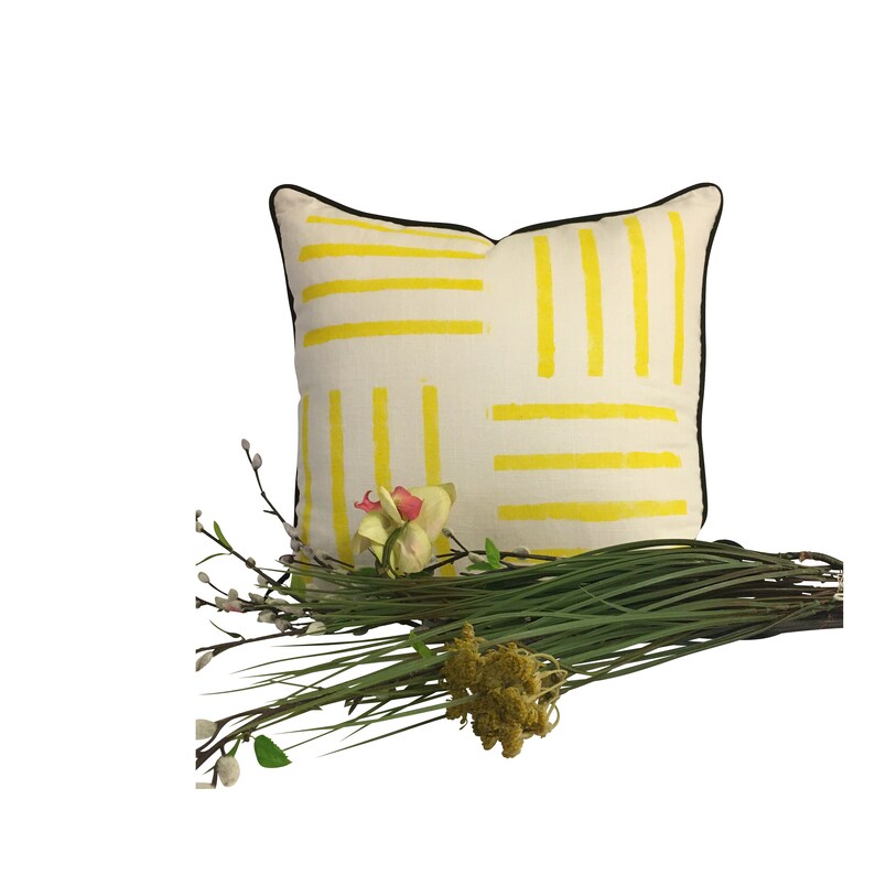 Yellow Linen Pillow Cover Stripped Linen Pillow Yellow Etsy