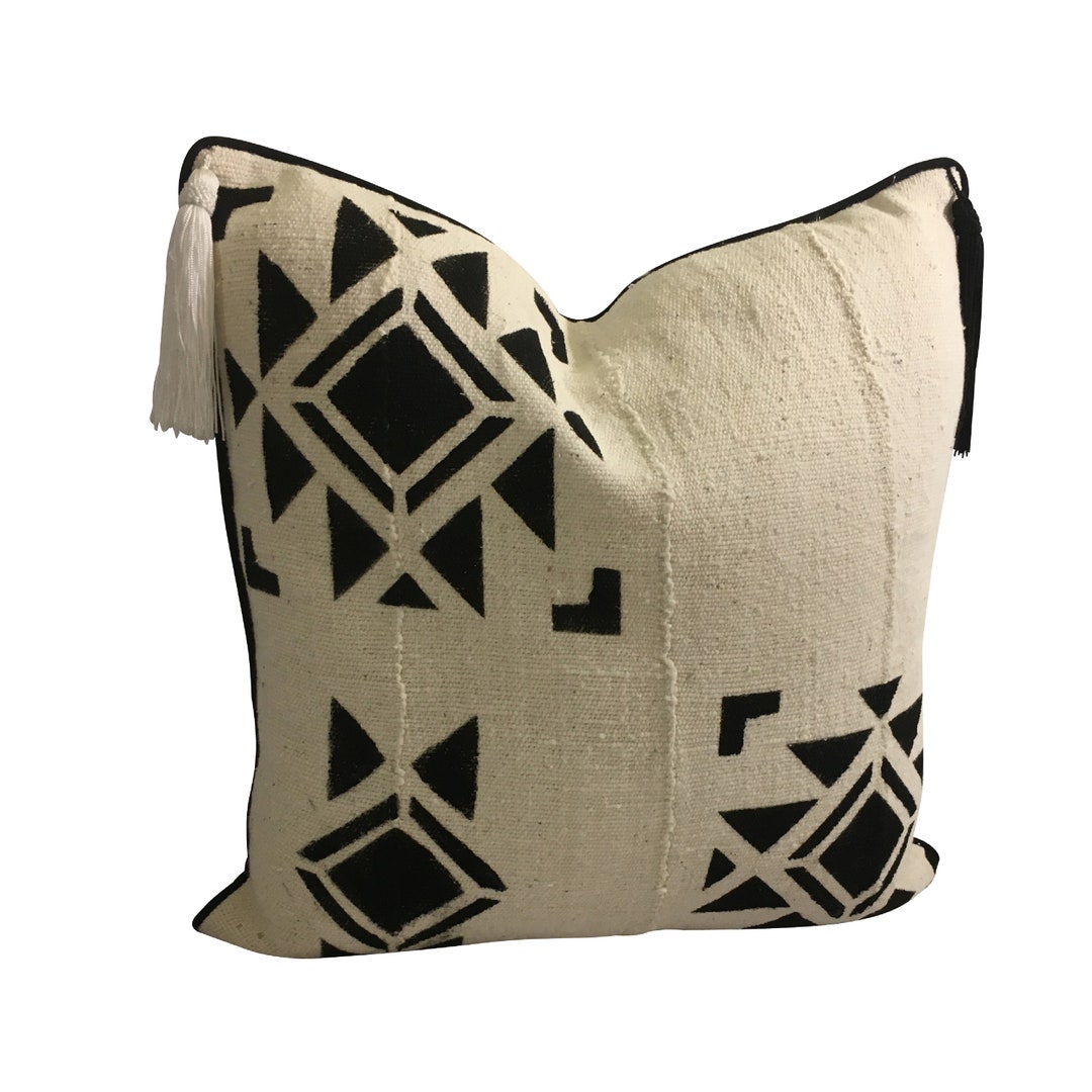 Black and White Boho Pillow Cover African Mudcloth Pillow Etsy Nederland