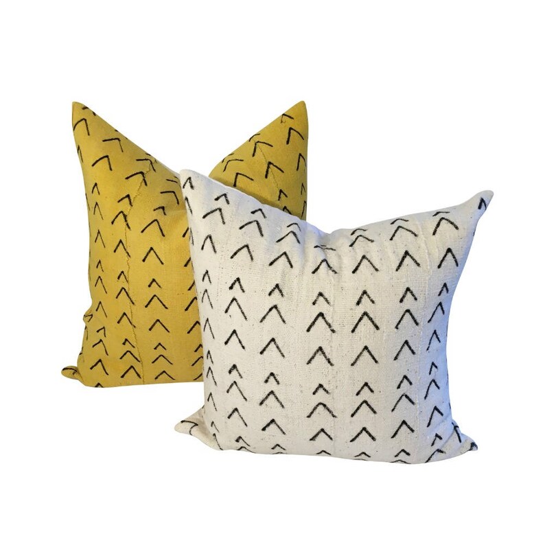 White Arrow Mudcloth Pillow Cover Black and White Boho Pillow Etsy