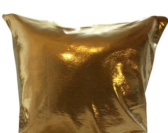 Gold Metallic Pillow Cover for Sofa or Couch in 16, 18 or 20 Inches