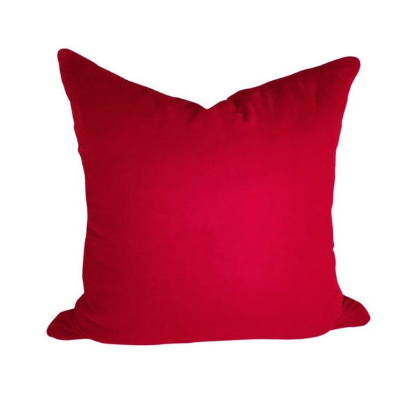 Red Velvet Pillow Cover, LINED, Velvet Couch Pillow, Bright Red Pillow, 16x16. 19x18, 20x20, 22x22