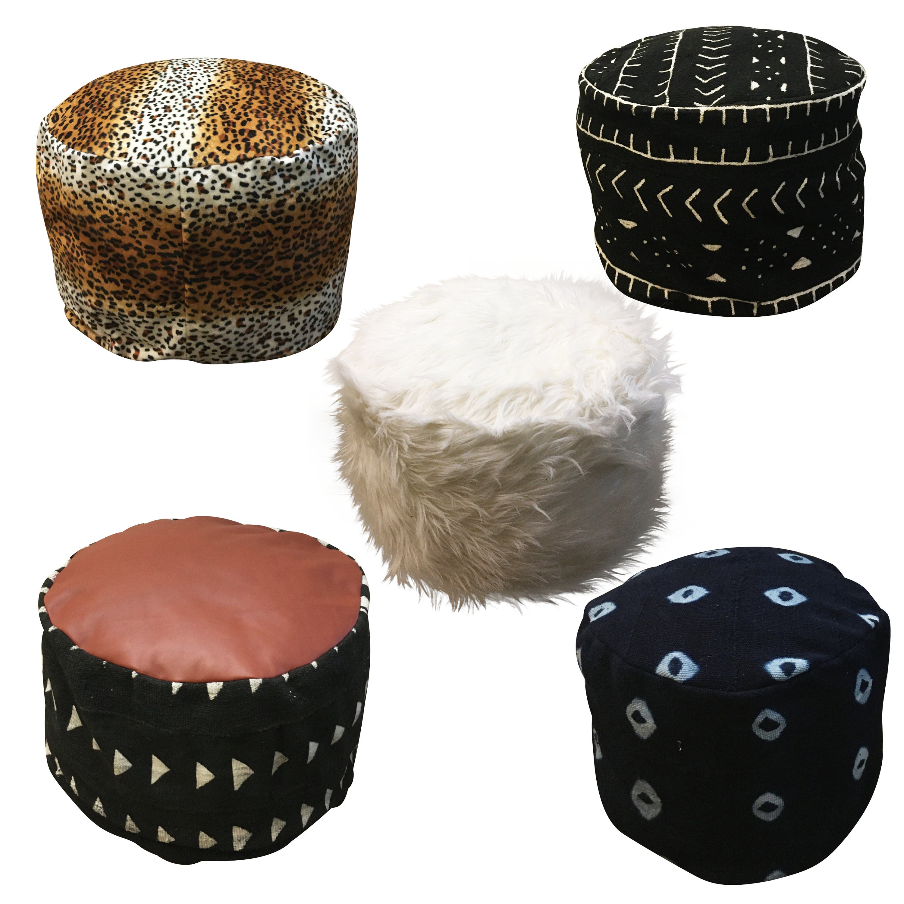 Faux Fur Ottoman Pouf Animal Print Ottoman Velvet Ottoman Etsy