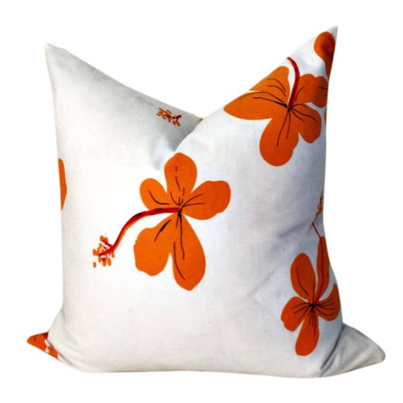 Orange Pillow Flowers on Pillow Throw Pillow with Flowers Etsy