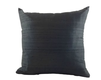 Black SILK Pillow LINED Cover, Indian Silk Sofa Pillow, Designer Throw Pillow
