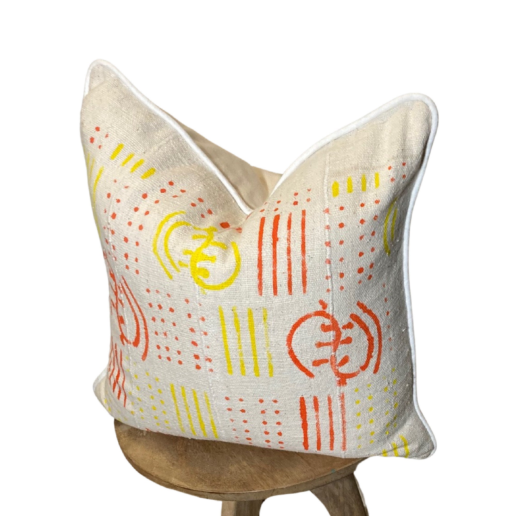 Orange mudcloth pillow hotsell