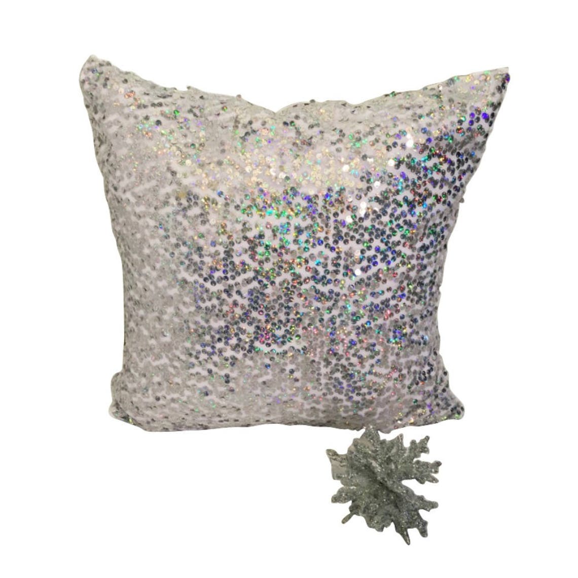 Sequin Pillow Cover LINED White Pillow with Sequins Glam Etsy