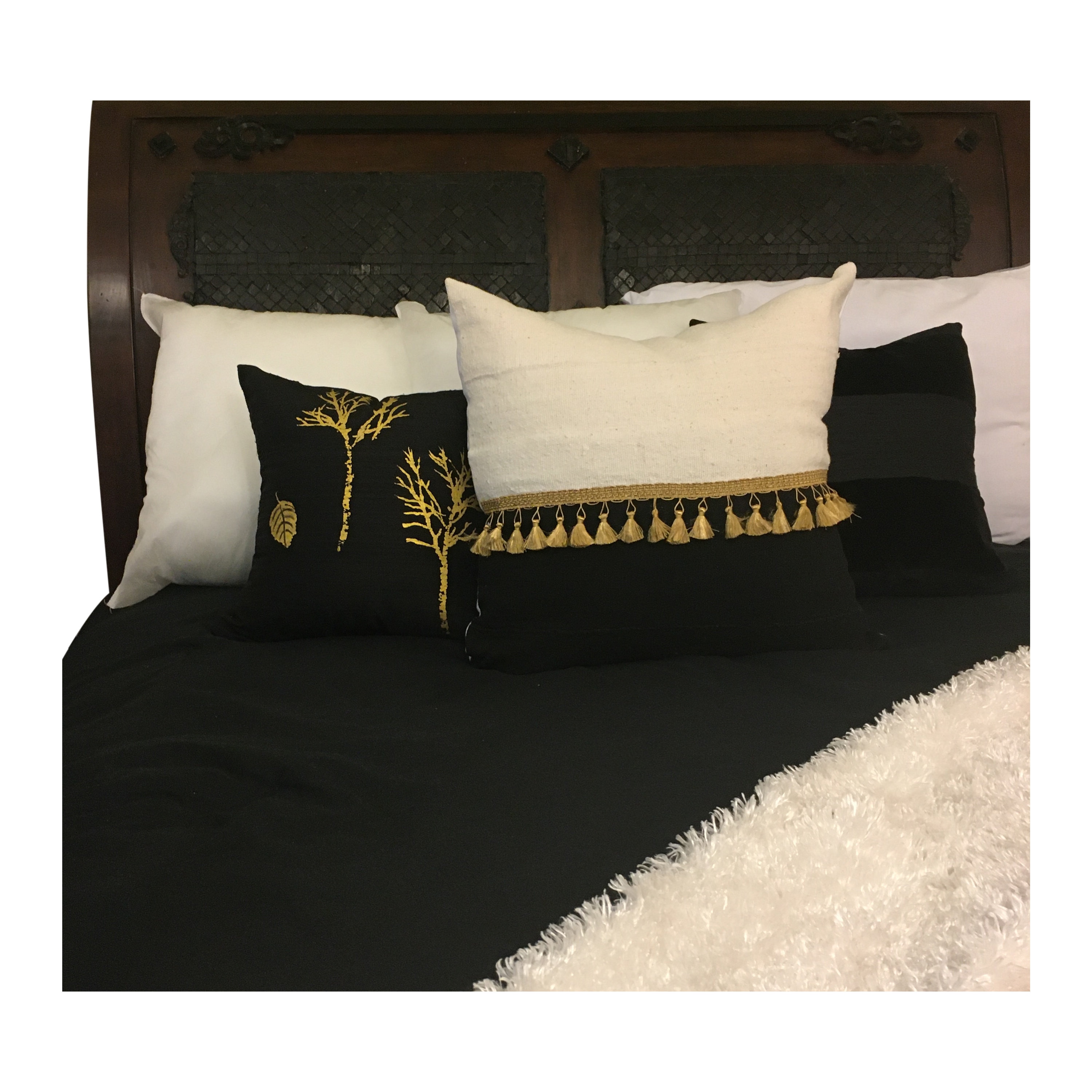 Black and Gold Tassel Pillow Cover Black and White Pillow Etsy