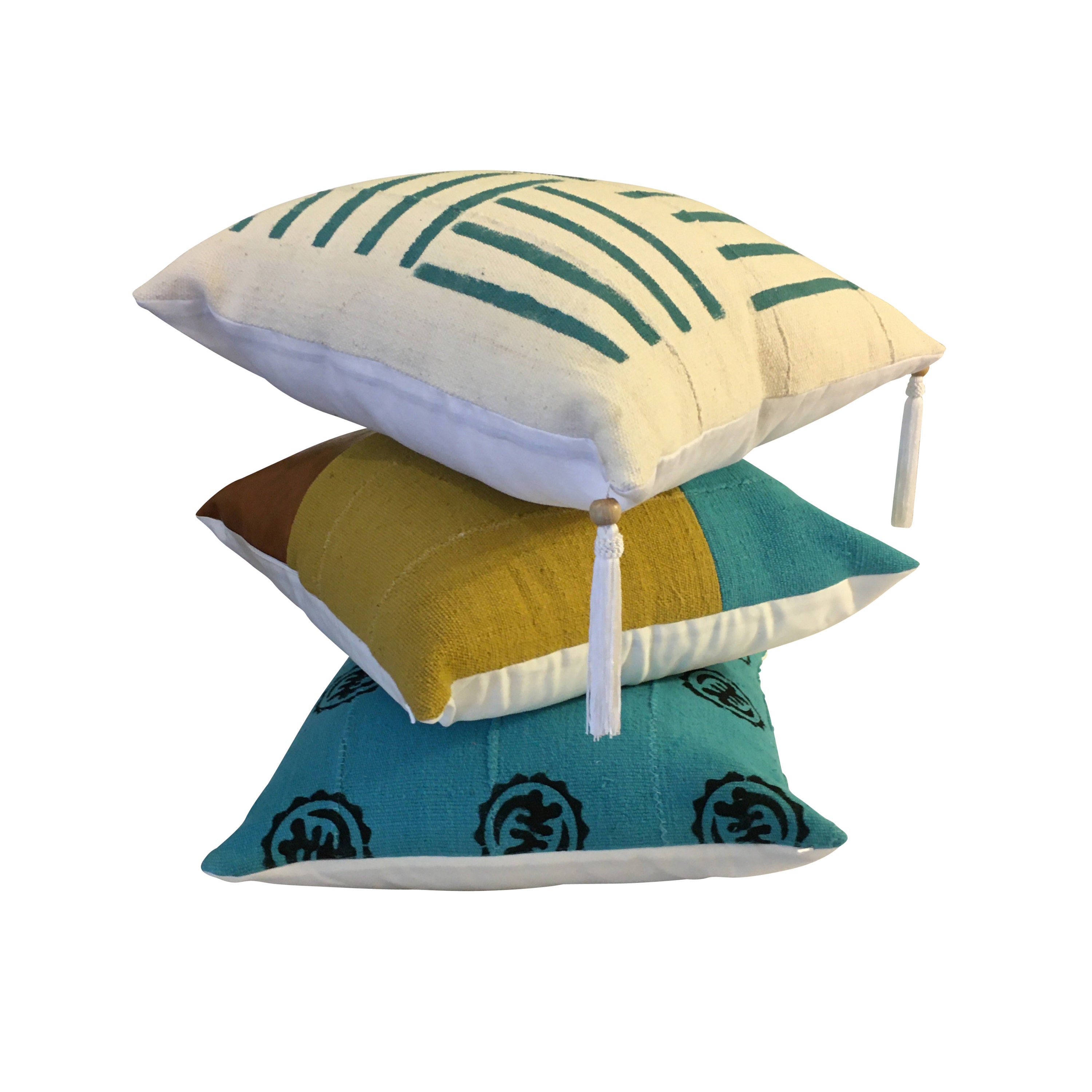 Vegan Leather Pillow Blue and Mustard Yellow Pillow Cover Etsy