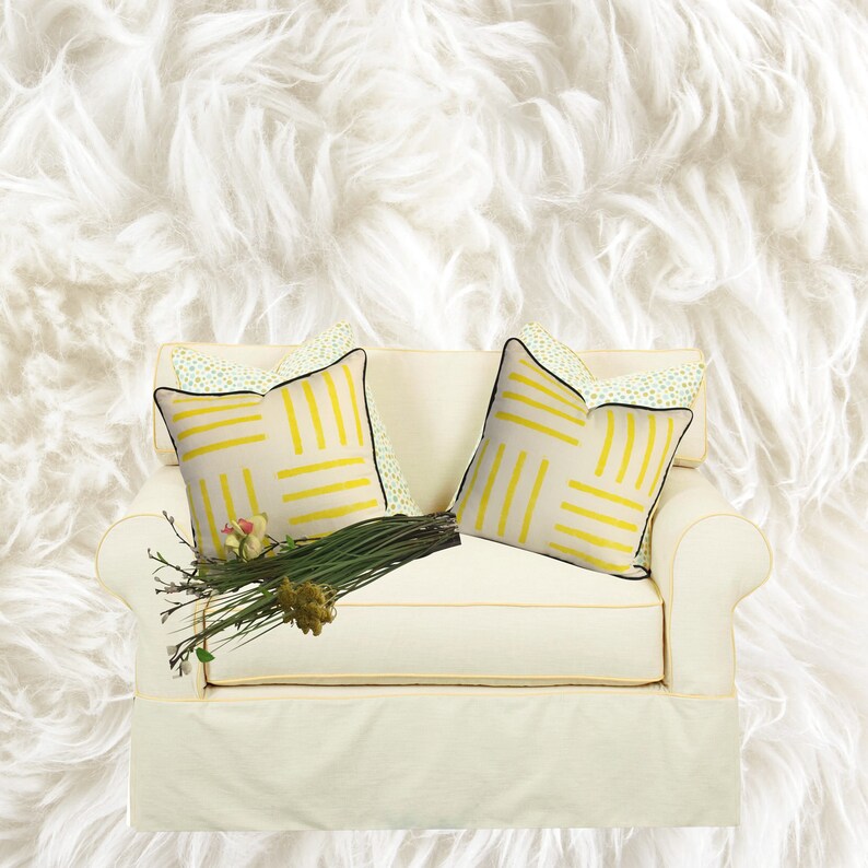 Yellow Linen Pillow Cover Stripped Linen Pillow Yellow Etsy