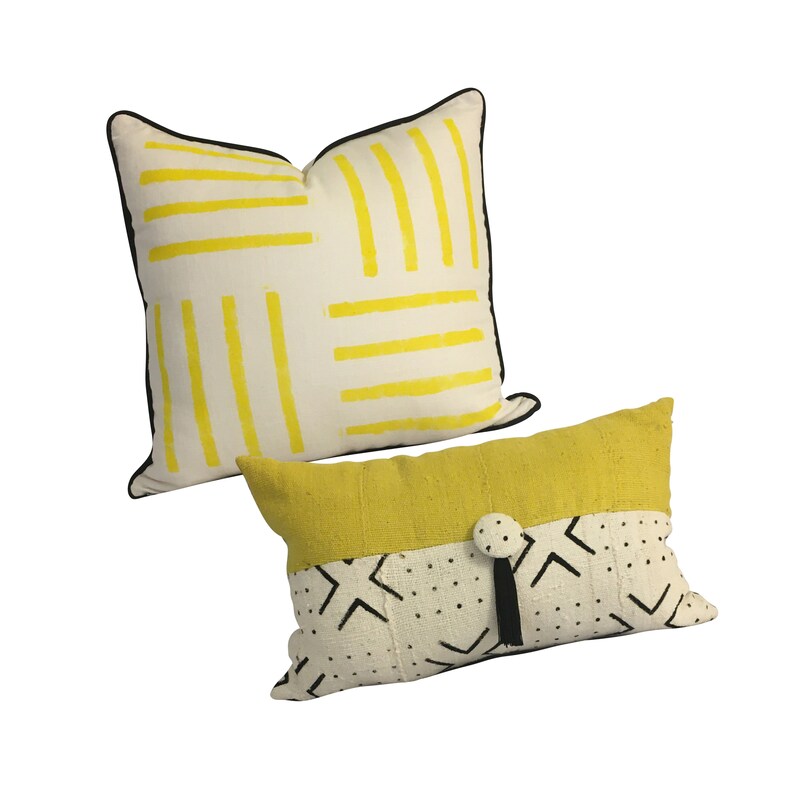 Yellow Linen Pillow Cover Stripped Linen Pillow Yellow Etsy