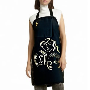 Glam Designer Apron, REVERSIBLE (Two Sided) Apron,  Black and Gold Apron, Apron for Woman, Gift for Her, Gift for Cook, Designer Apron