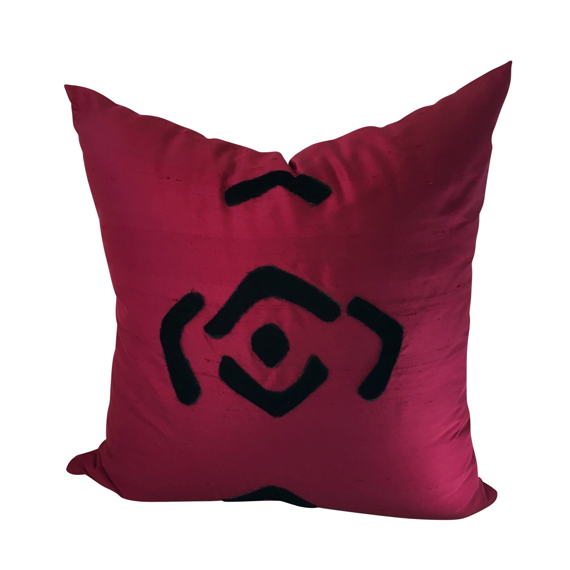Deep Red Silk Pillow Indian Silk Sofa Pillow Red And Black Etsy
