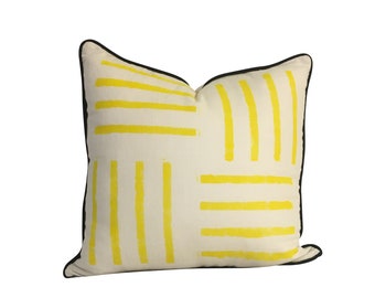 Yellow Linen Pillow Cover, Stripped Linen Pillow, Yellow Pillow Cover, Geometric Pillow