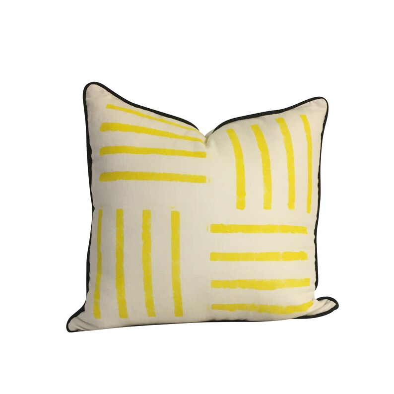 Yellow Linen Pillow Cover Stripped Linen Pillow Yellow Etsy
