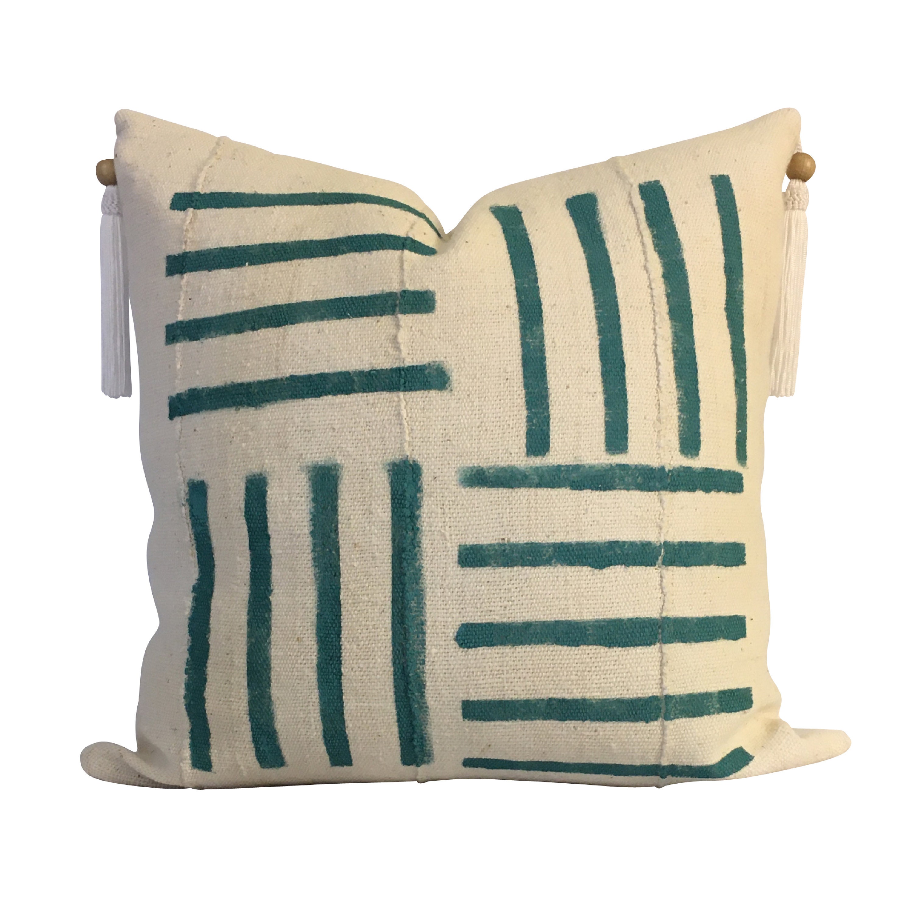 Blue Mudcloth Pillow Cover, Stripped Pillow, Organic Cotton Pillow