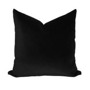 LINED Black Silk Velvet Pillow Cover,  Velvet Sofa Pillow, Black Designer Pillow 16 Inch Velvet, 18 Inch Black Velvet, 20 Inch Black Velvet