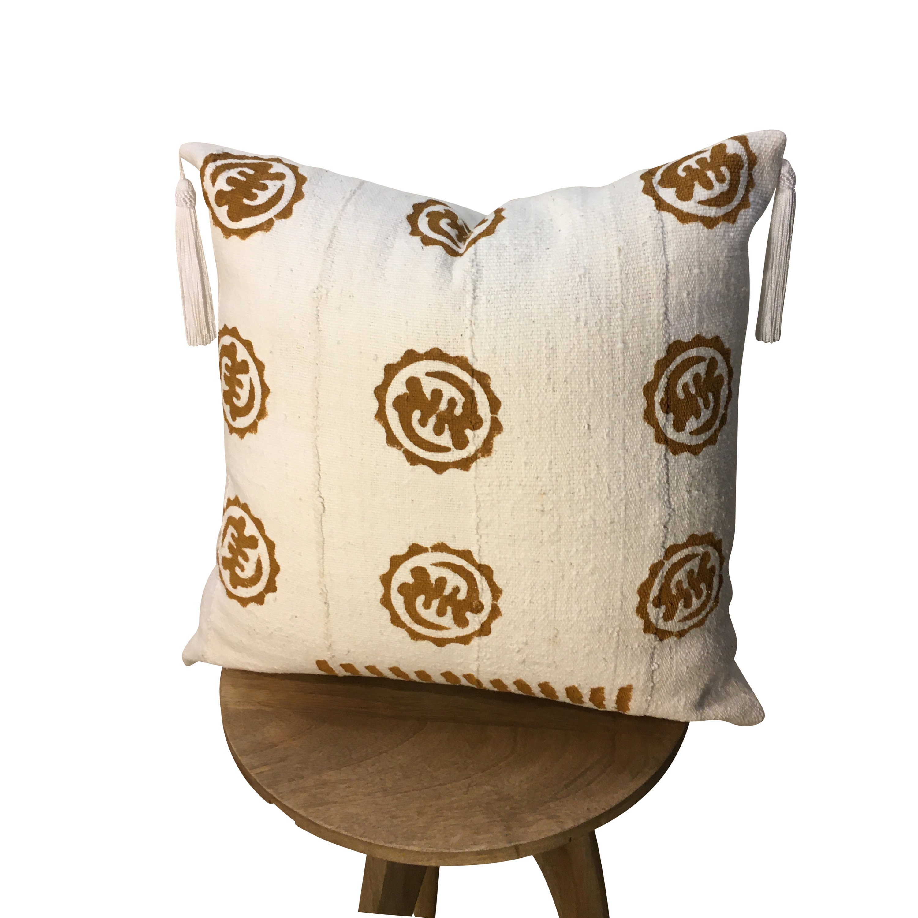 Brown And White Mudcloth Pillow Cover Tassels Onpillow Pillow For Men And Women Geometric Shape Pillow Organic Cotton Pillow Boho