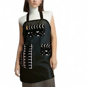 Black and White Apron, Mudcloth Cotton Apron, Gift for Woman or Man, Gift for Cook, Craft Room Apron, Designer Apron, Reversible Apron