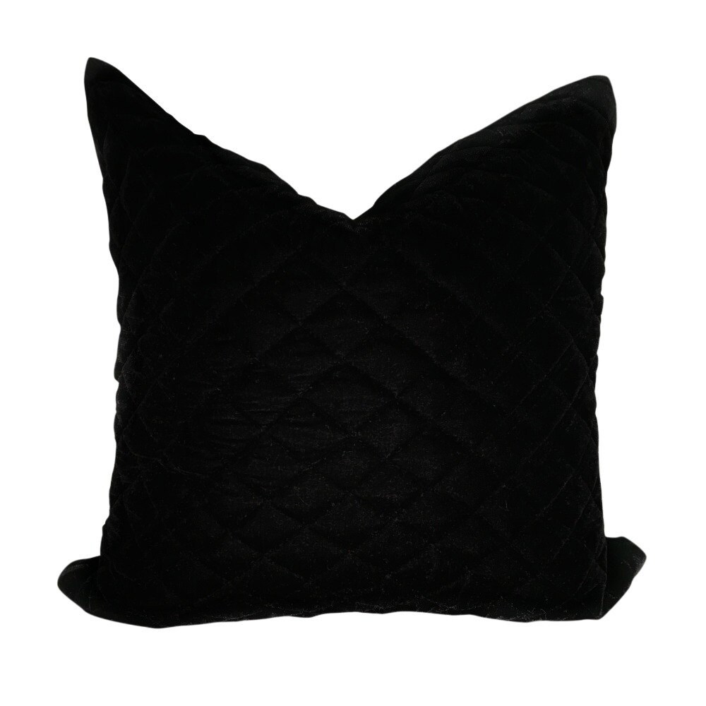 Black Velvet Pillow Cover Quilted Fabric Pillow Velvet Etsy