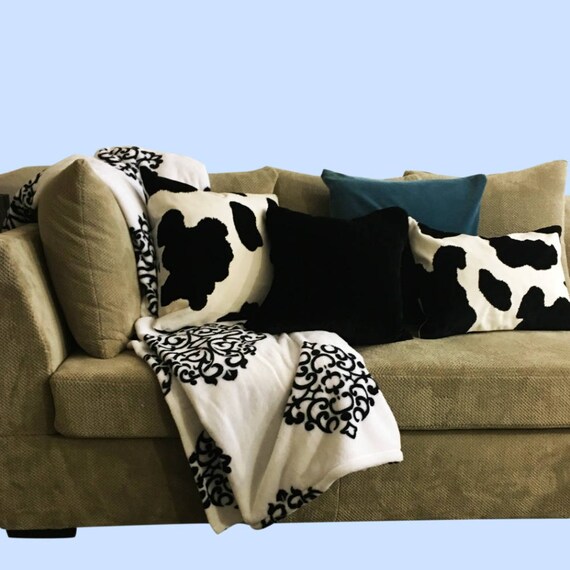 Cowhide Pillow Cover Cowhide Pillow Sofa Pillow Cover Large Etsy