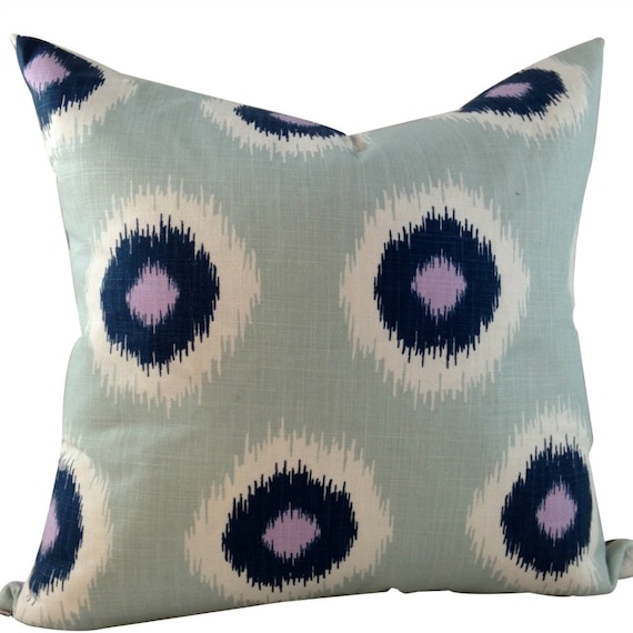 Blue Ikat Pillow Cover,  Abstract Pillow Cover, Boho Chic Pillows, Ethnic Pillows, 16x16, 18x18, 20x20