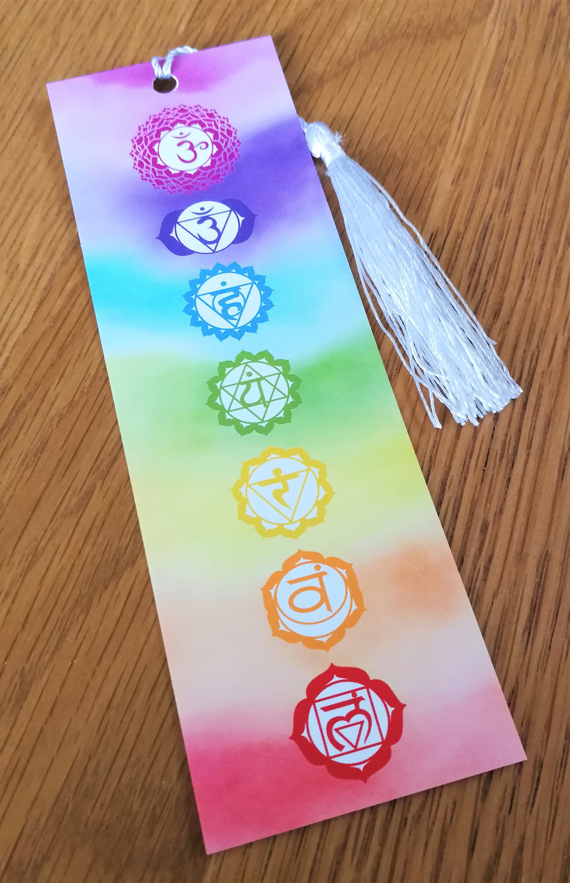 Chakra Bookmark With Tassel, Original, Healing, Sanskrit, 7 Chakras