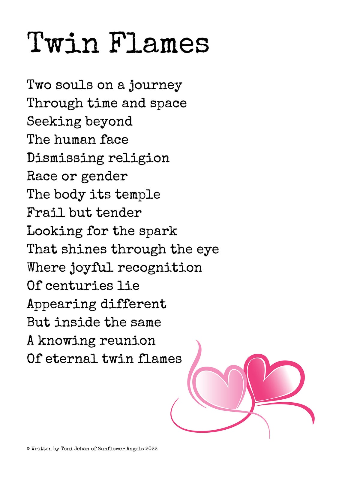 Twin Flame Poem Original Love Soul Mate Partnership Etsy
