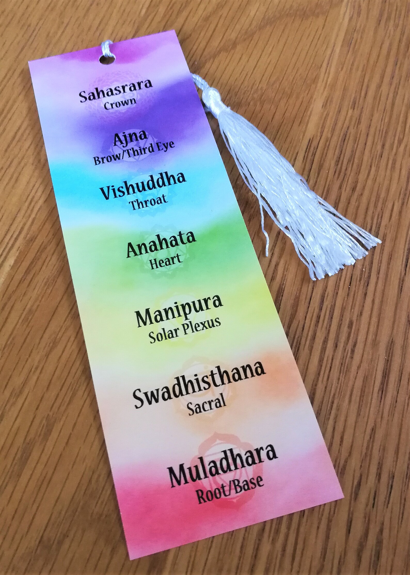 Chakra Bookmark With Tassel, Original, Healing, Sanskrit, 7 Chakras