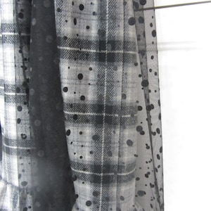 Grey and black Plaid woolen dress, romantic and shabby, tulle with polka dots, boho, Bohemian, mori image 5