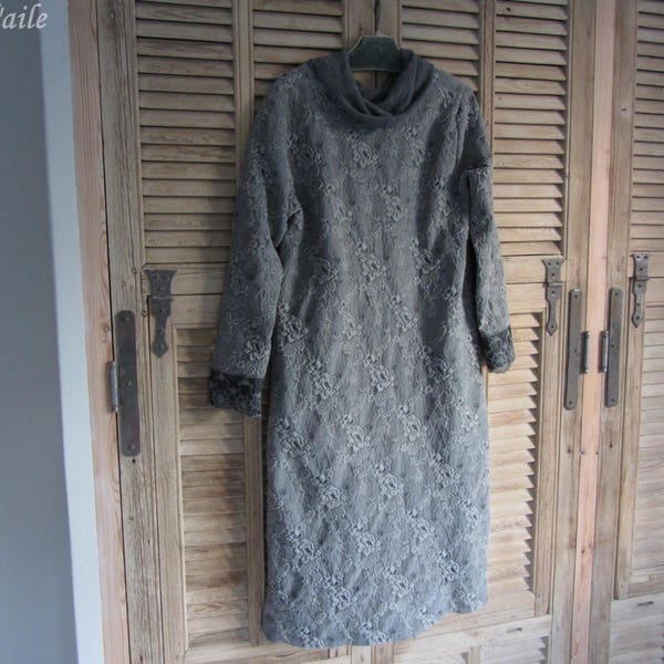 Robe longue gris bleuté boho romantique shabby chic