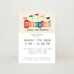 Modern Happiest Place Fastpass Brithday Invite - Customizable Digital Download