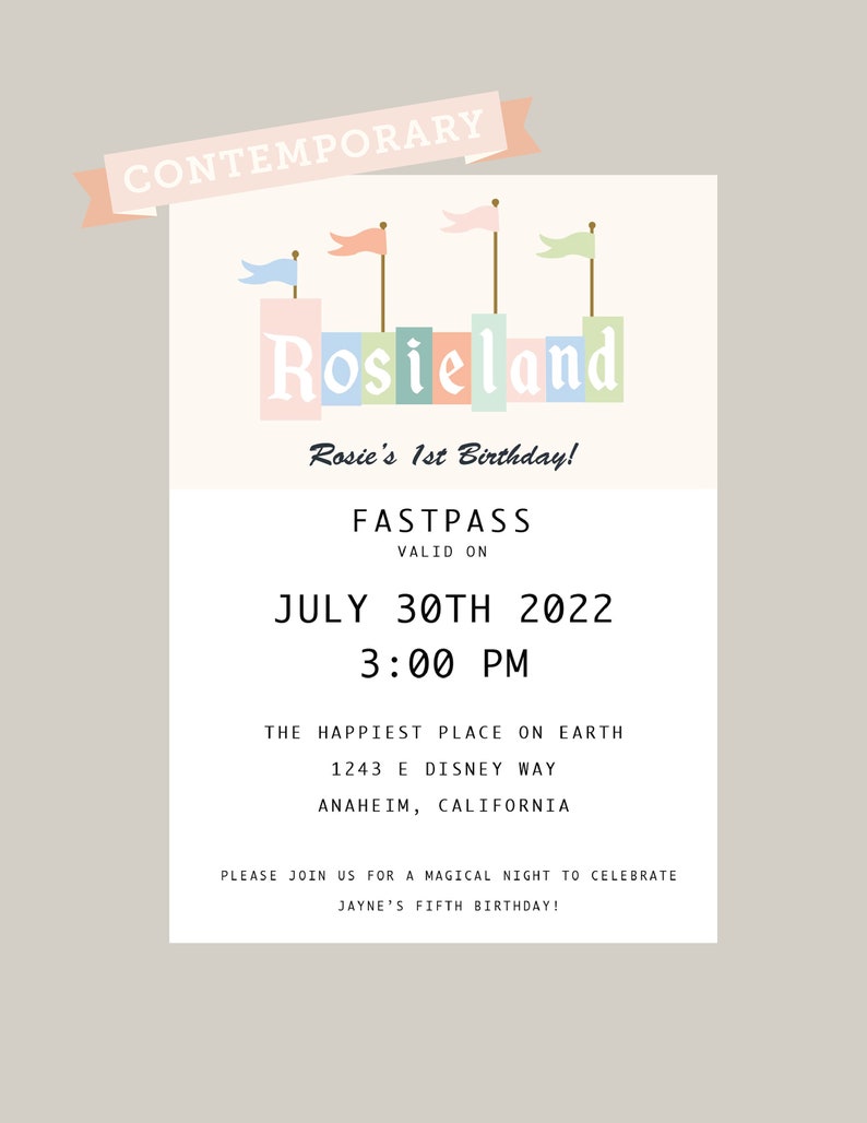 Original Custom Youland Happiest Place on Earth Fastpass Invite Custom Digital Download image 2