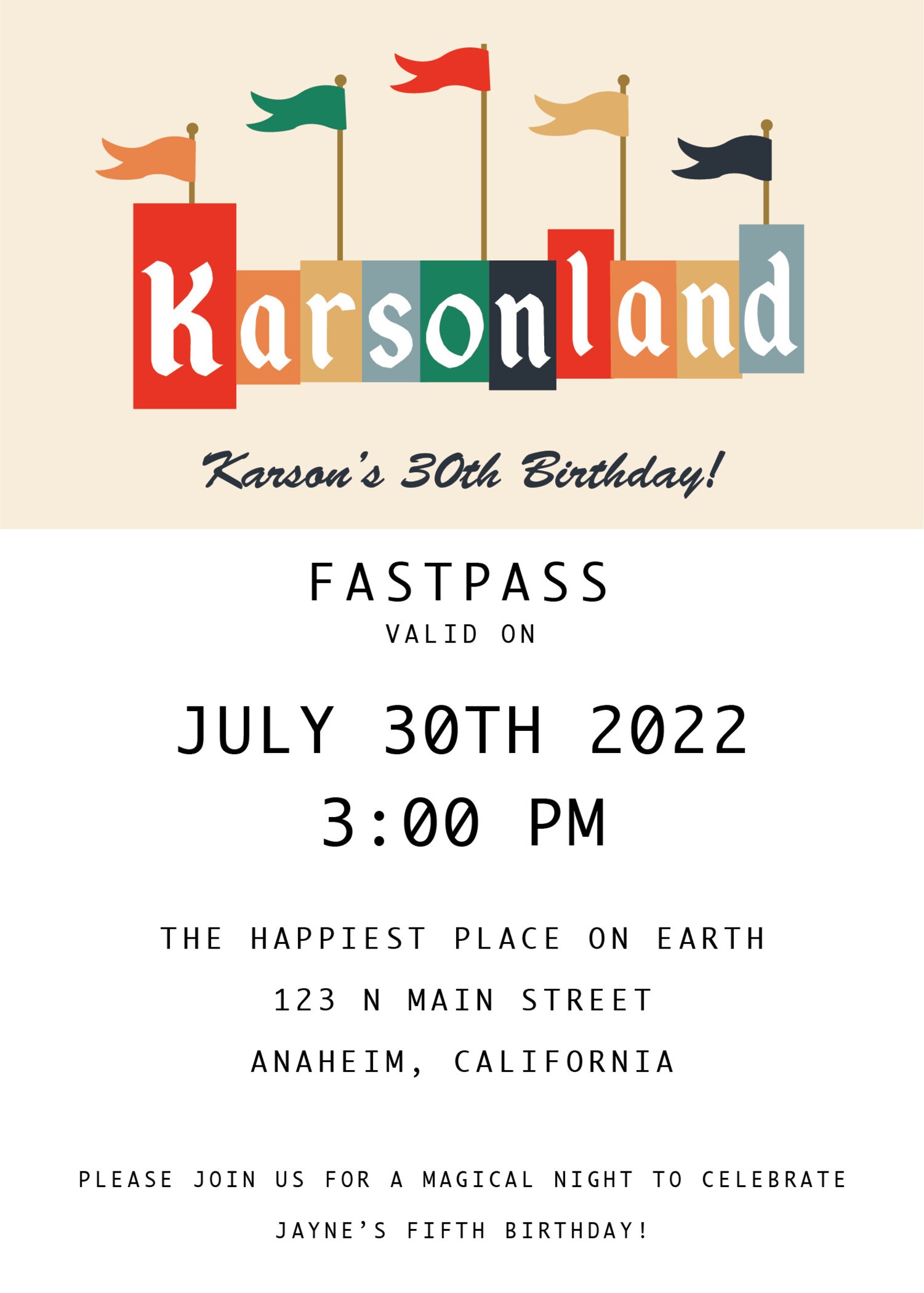 Custom youland Happiest Place on Earth Fastpass Etsy