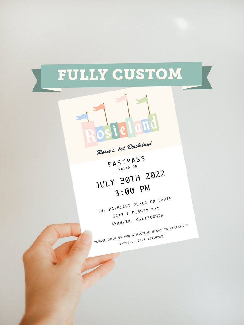 Original Custom Youland Happiest Place on Earth Fastpass Invite Custom Digital Download image 1