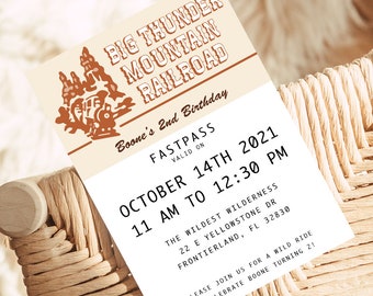 Mountain Ride Fastpass Brithday Invite - Customizable Digital Download