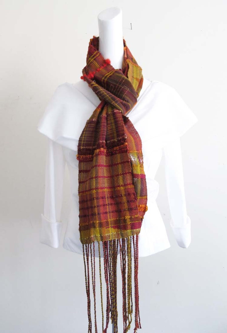 Cotton Silk Scarf Root Plaid