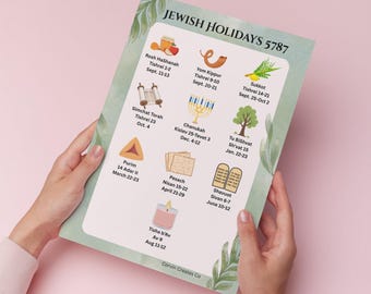 Jewish Holiday Calendar 5787 | 2026-2027 Digital Planner (PDF Download)