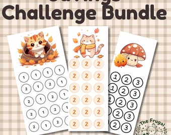 Autumn Savings Challege Bundle | Kawaii Budget Challenge | Cat Money Game (Digital Download)