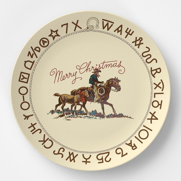 Westward Ho 'Merry Christmas'-REPRODUCTIE - DecoWare - digitaal 10" dinerbord - magnetronbestendig, vaatwasmachinebestendig, geen melamine