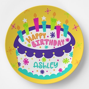 Happy Birthday Plate - All Ages -  Microwave Safe, Dishwasher Safe, Molded from DecoWare  -  No Melamine