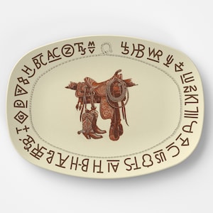 Westward Ho 'Saddle' REPRODUKCJA - DecoWare - Talerz obiadowy 10"x14" - Można używać w kuchence mikrofalowej, Można myć w zmywarce, Bez melaminy