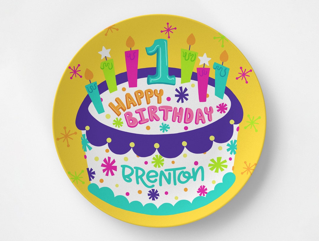 Happy Birthday Plate 1 Year Microwave Safe Dishwasher Etsy