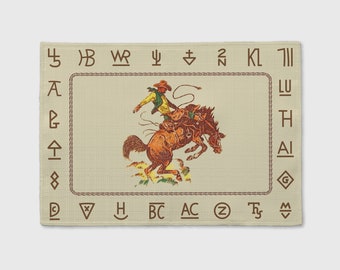 Westward Ho –  'Rodeo' –  Fabric Placemat 12”x17” – Washing Machine Safe, Dryer Safe